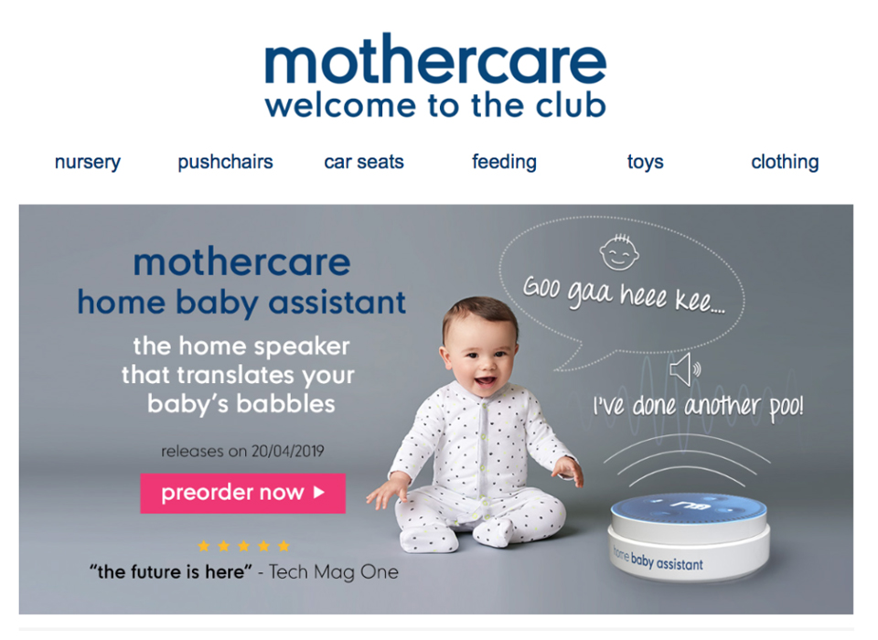 Mothercare April Fools