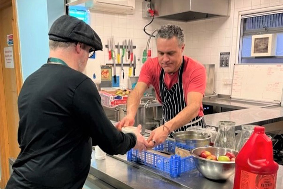 Food served by volunteer