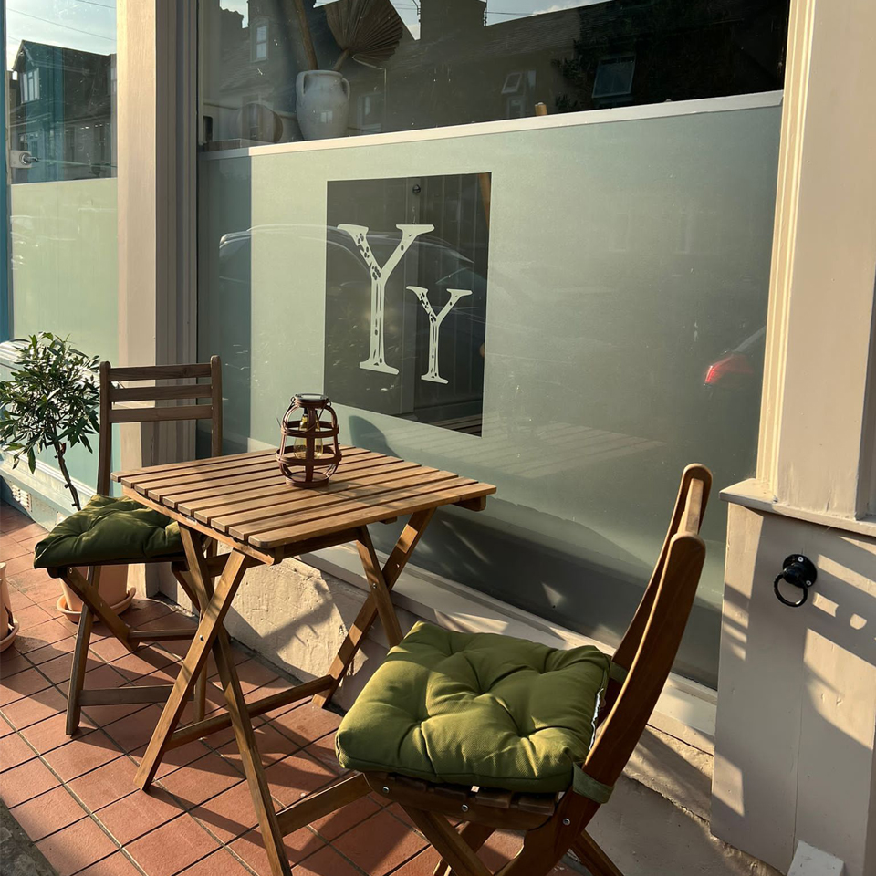 Seating outside of Yia Yia's Reigate